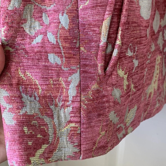 J.Jill Regency Jacquard Tapestry Floral Pink grandma playful jacket Medium - Picture 2 of 15